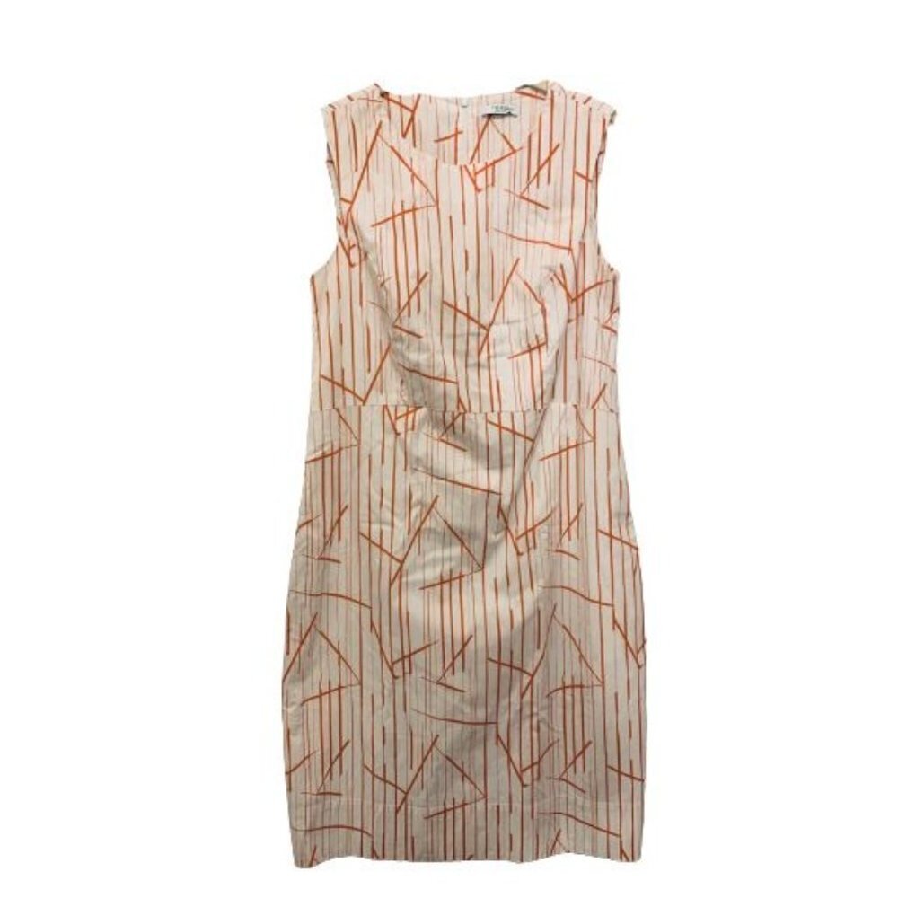 Made in Italy PESERICO Cotton Lined white Red Geometric Sleeveless Dress Med